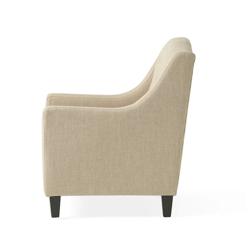 Fauteuil club en tissu touffeté beige clair Elaine avec ottoman par Christopher Knight Home