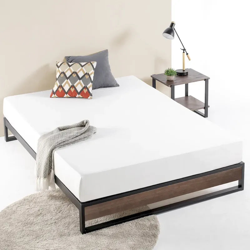 Lit plateforme Priage by ZINUS GOOD DESIGN primé 10 pouces en bambou et métal gris délavé