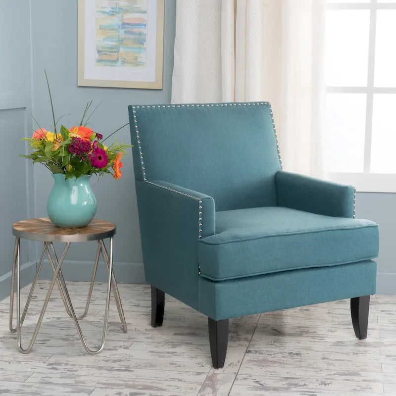 Tilla Studded Fabric Club Chair by Christopher Knight Home
