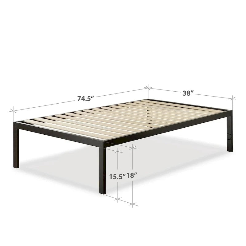 Cadre de lit plateforme Priage by ZINUS en métal noir de 45,7 cm de haut