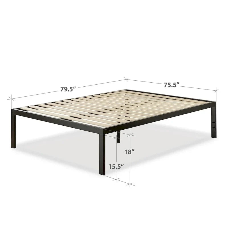 Cadre de lit plateforme Priage by ZINUS en métal noir de 45,7 cm de haut