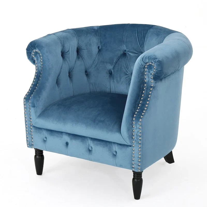 Fauteuil club en velours Akira par Christopher Knight Home