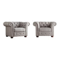 Fauteuil Chesterfield Gdansk à accoudoirs arrondis capitonnés