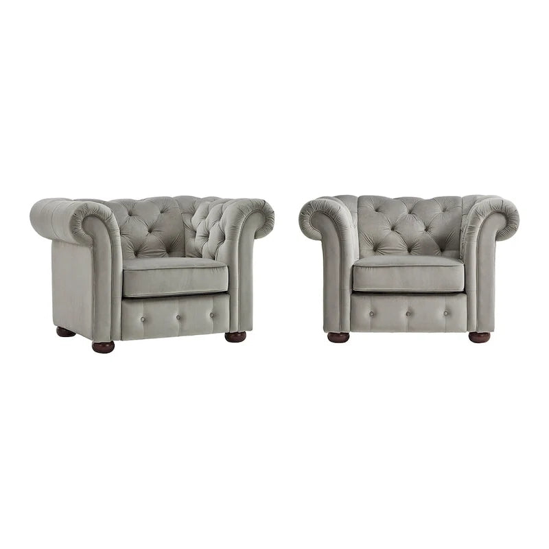 Fauteuil Chesterfield Gdansk à accoudoirs arrondis capitonnés