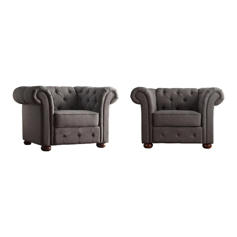 Fauteuil Chesterfield Gdansk à accoudoirs arrondis capitonnés
