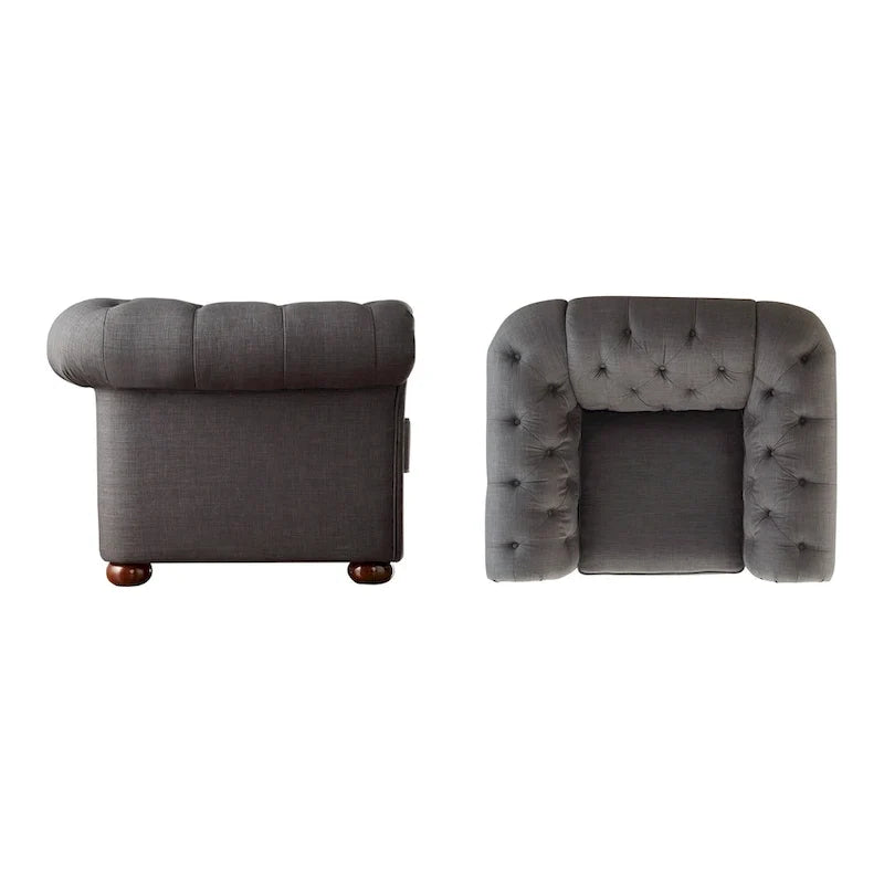 Fauteuil Chesterfield Gdansk à accoudoirs arrondis capitonnés