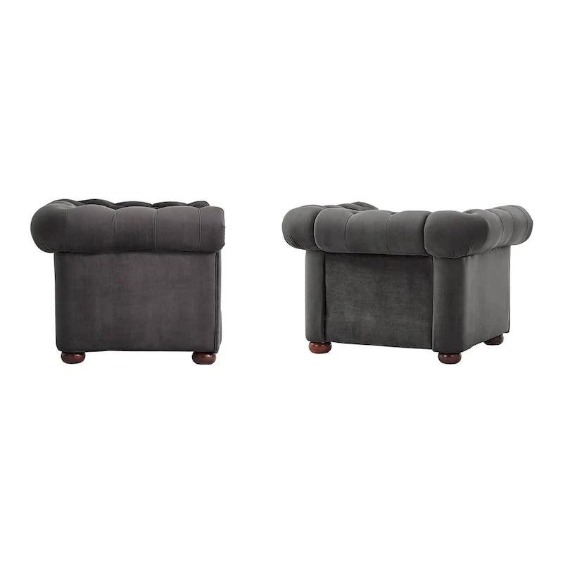 Fauteuil Chesterfield Gdansk à accoudoirs arrondis capitonnés