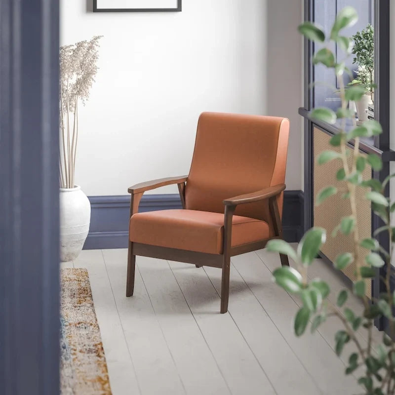 Fauteuil de style Mid-Century Modern avec structure et accoudoirs en bois