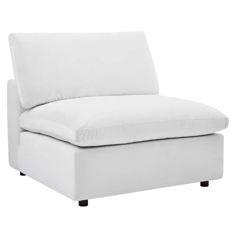 Chaise sans accoudoirs en velours capitonné de performance garnie de duvet Commix