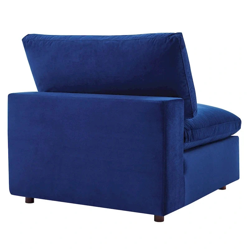 Chaise sans accoudoirs en velours capitonné de performance garnie de duvet Commix