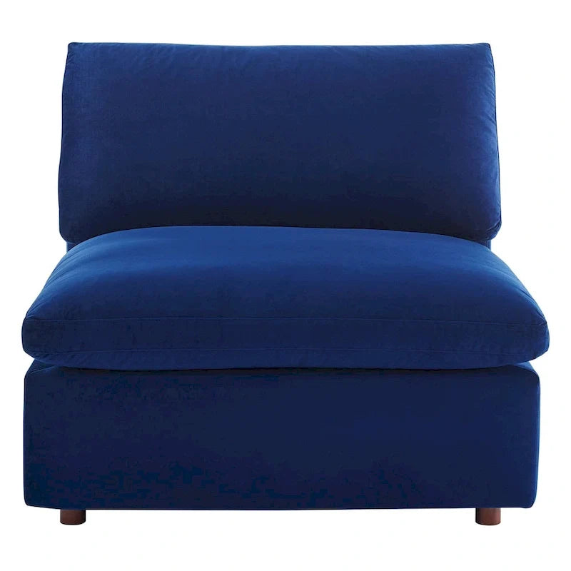 Chaise sans accoudoirs en velours capitonné de performance garnie de duvet Commix