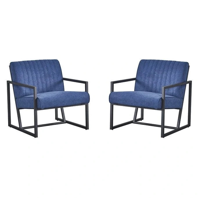 Mid Century Modern Accent Chair with Metal Frame, PU Leather Single Sofa, Reading Armchair for Living Room, Bedroom, Cafe