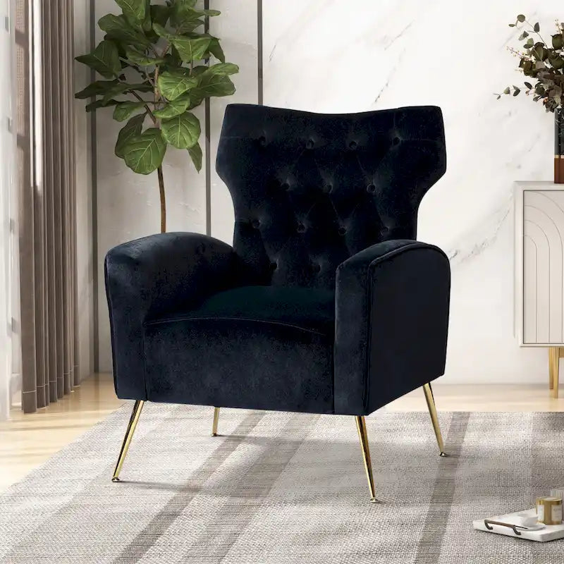Abadiana Accent Tufted Chair with Metal Base by HULALA HOME