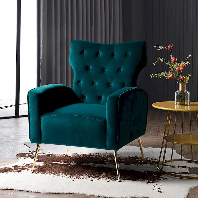 Abadiana Accent Tufted Chair with Metal Base by HULALA HOME
