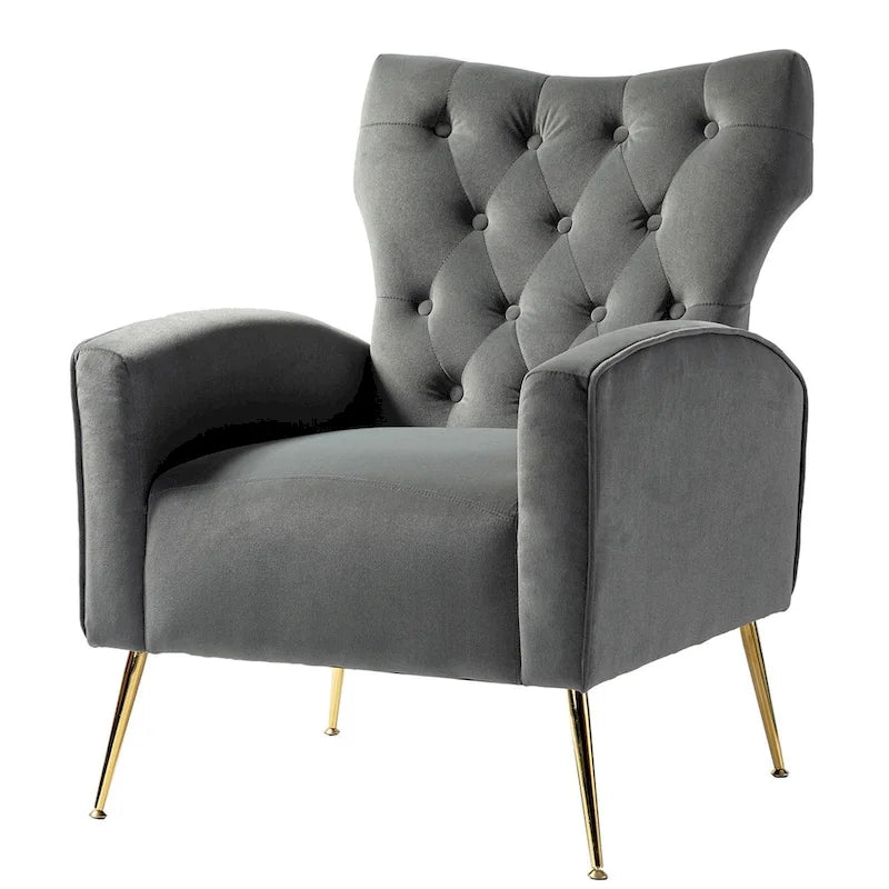 Abadiana Accent Tufted Chair with Metal Base by HULALA HOME
