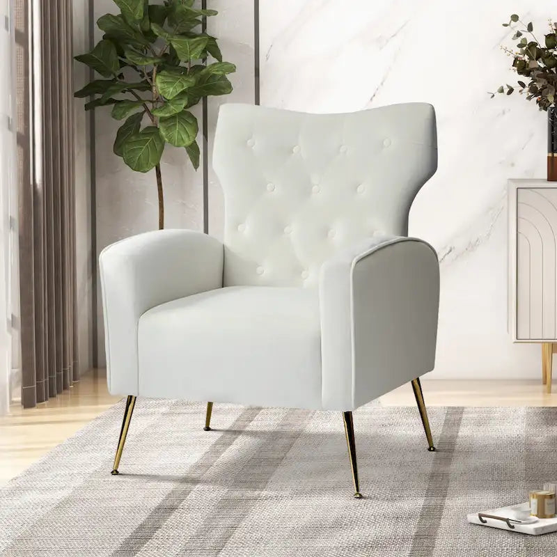 Abadiana Accent Tufted Chair with Metal Base by HULALA HOME