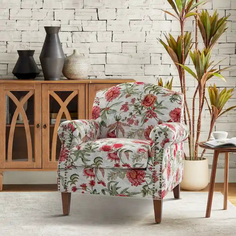 Giampiero Wooden Upholstery Armchair with Nailhead Trims by HULALA HOME