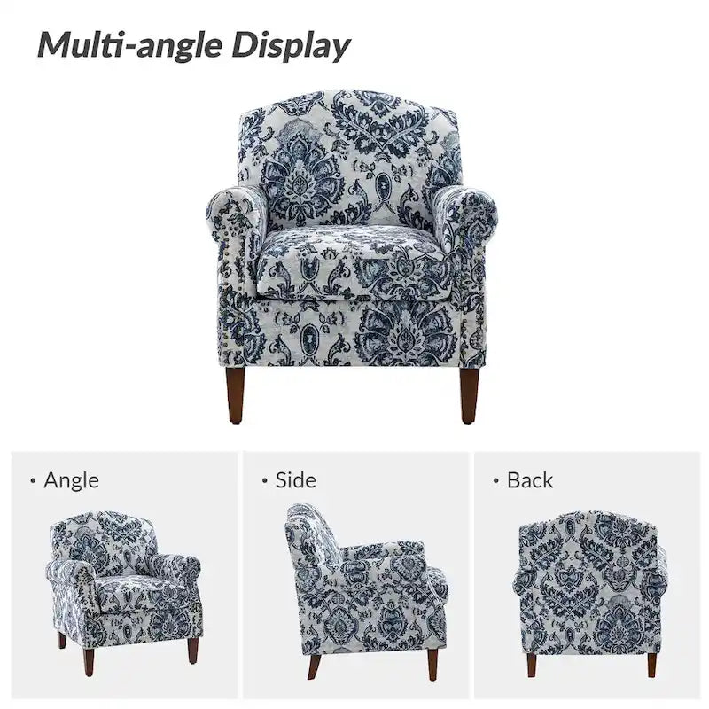 Fauteuil Giampiero en bois rembourré avec clous décoratifs par HULALA HOME