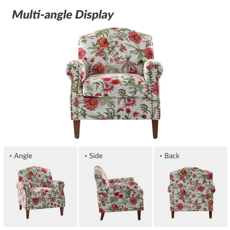 Fauteuil Giampiero en bois rembourré avec clous décoratifs par HULALA HOME