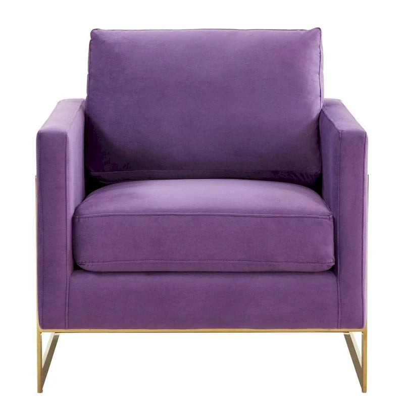 Fauteuil d'appoint en velours LeisureMod Lincoln de style milieu de siècle avec cadre doré - 34