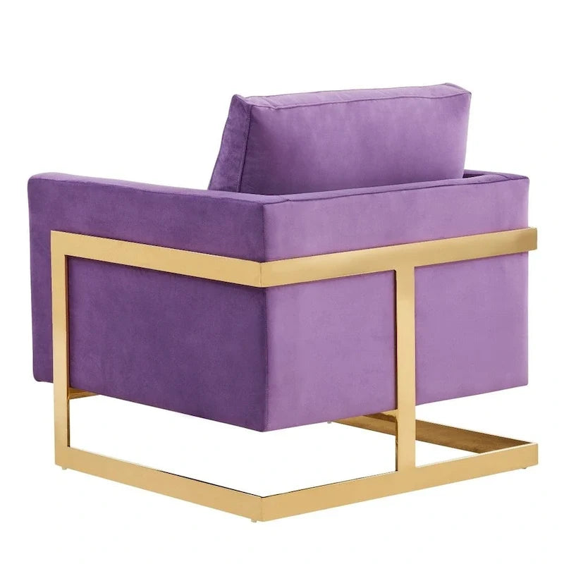 Fauteuil d'appoint en velours LeisureMod Lincoln de style milieu de siècle avec cadre doré - 34