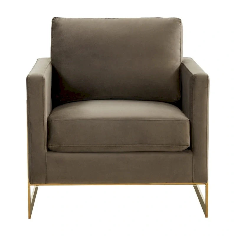 Fauteuil d'appoint en velours LeisureMod Lincoln de style milieu de siècle avec cadre doré - 34