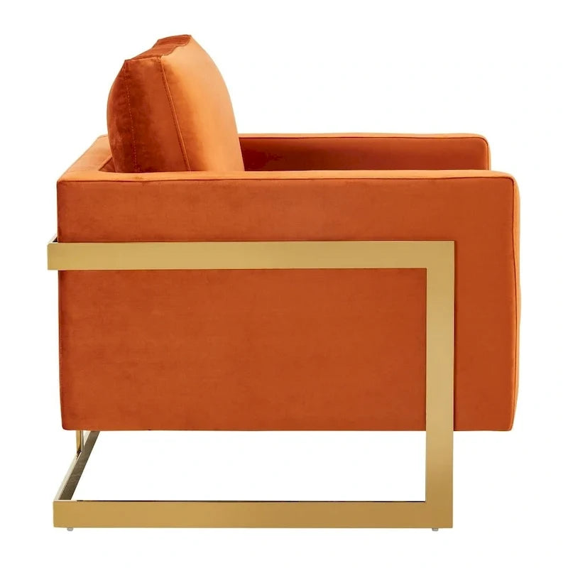 Fauteuil d'appoint en velours LeisureMod Lincoln de style milieu de siècle avec cadre doré - 34