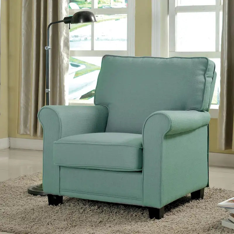 Charmayne Transitional Linen Padded Chair with Rolled Arms by Furniture of America