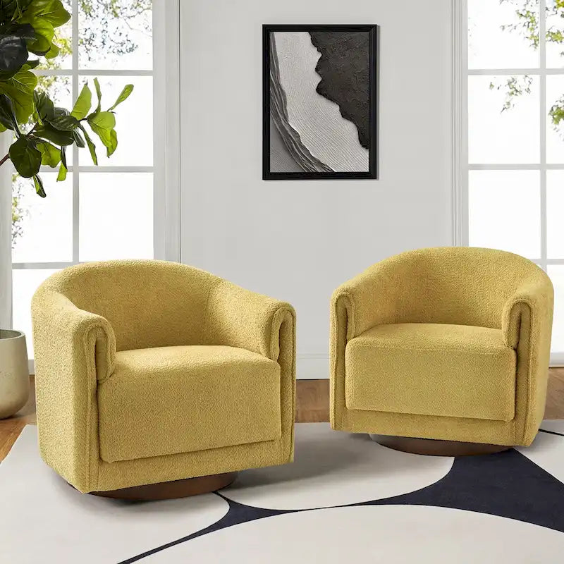 Jeffrey Transitional Comfortable Upholstered Swivel Chair Set of 2 by HULALA HOME