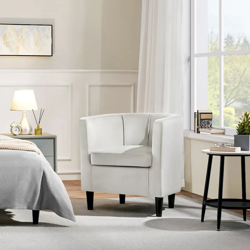 Yaheetech Fauteuil club moderne en velours en forme de tonneau
