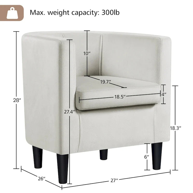 Yaheetech Fauteuil club moderne en velours en forme de tonneau
