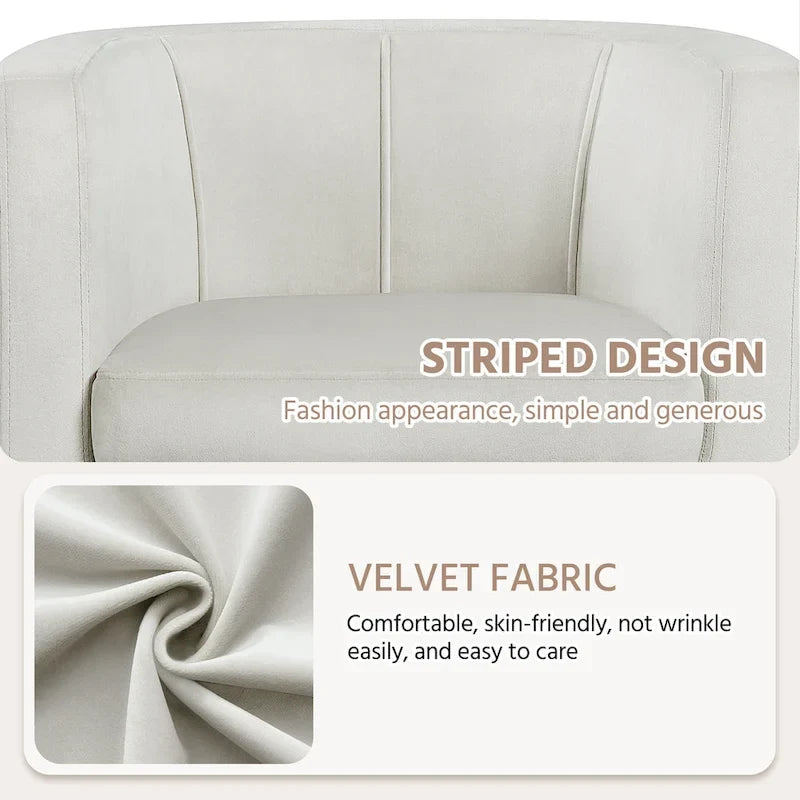 Yaheetech Fauteuil club moderne en velours en forme de tonneau