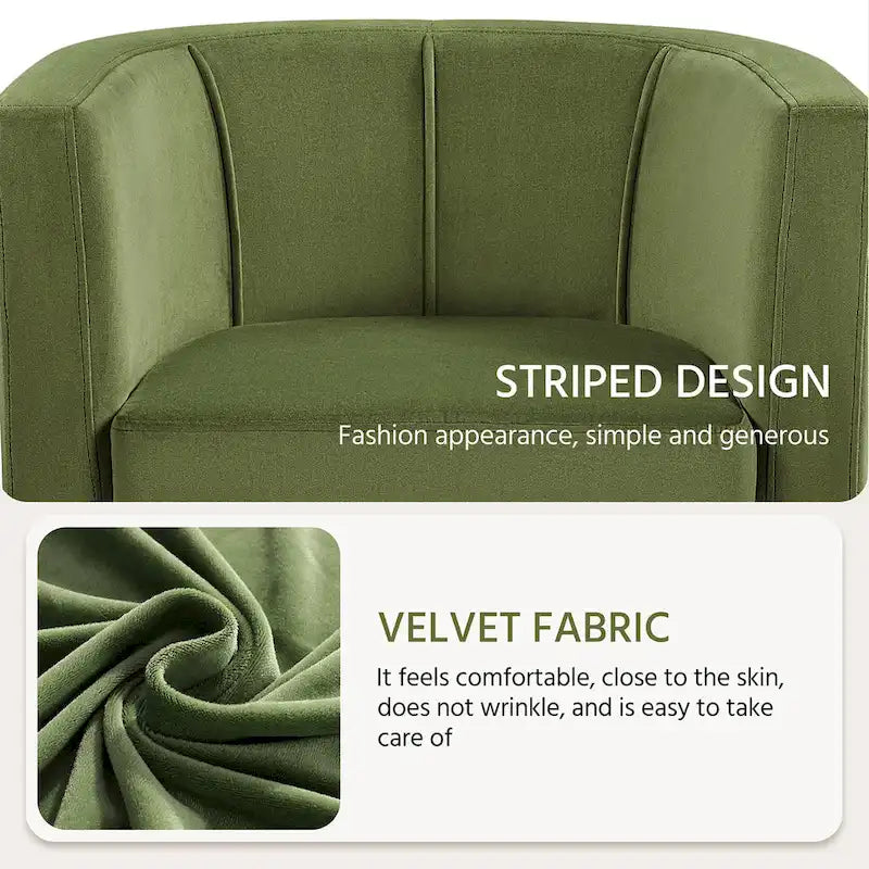 Yaheetech Fauteuil club moderne en velours en forme de tonneau