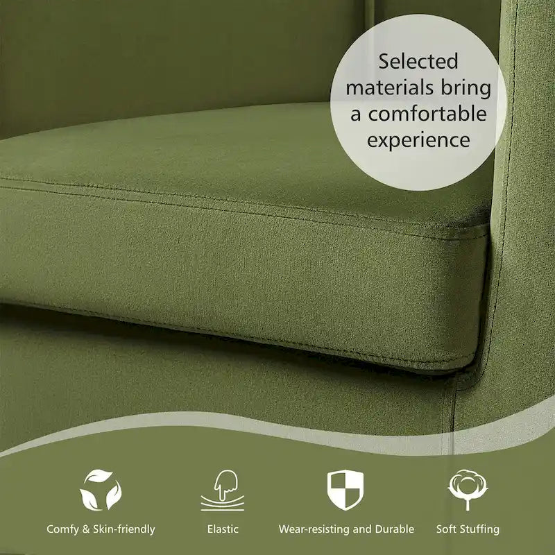 Yaheetech Fauteuil club moderne en velours en forme de tonneau