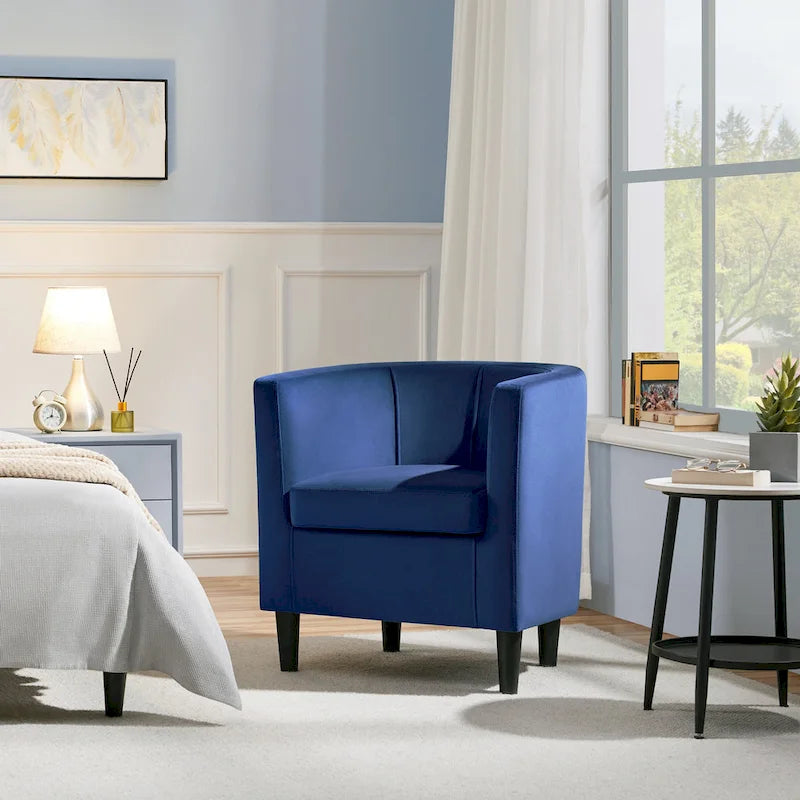 Yaheetech Fauteuil club moderne en velours en forme de tonneau