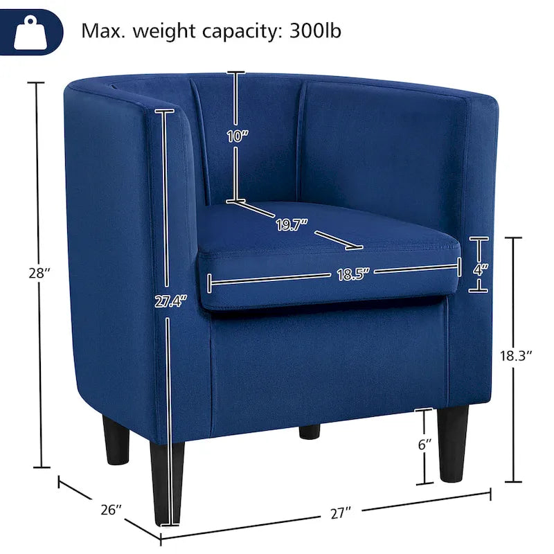 Yaheetech Fauteuil club moderne en velours en forme de tonneau