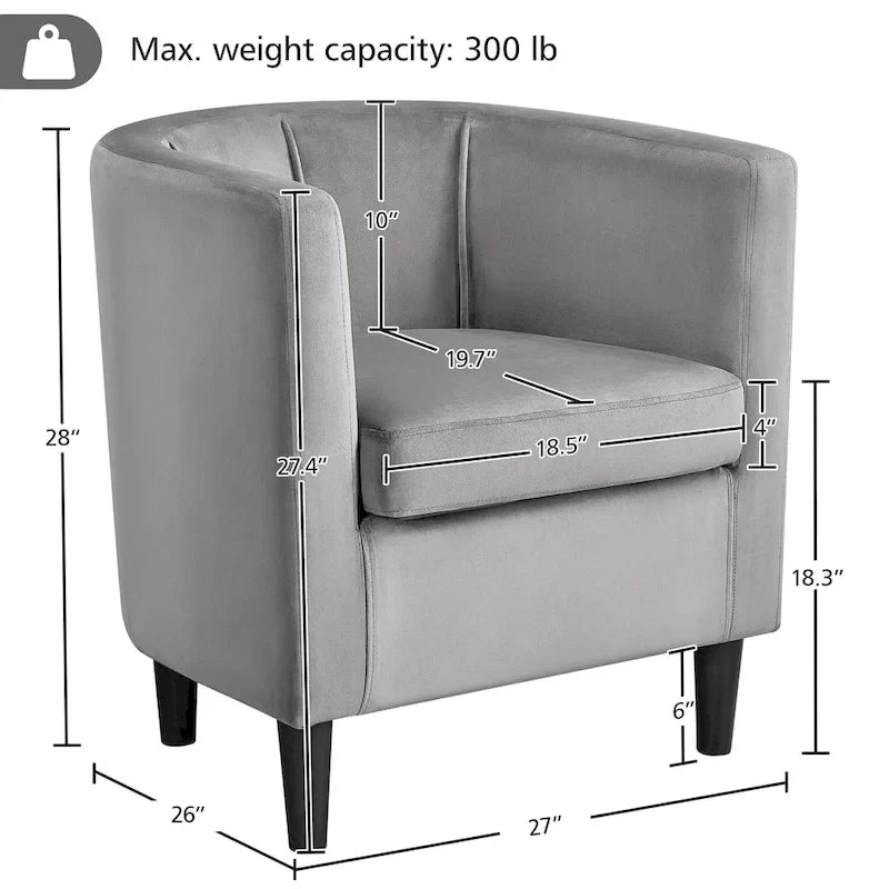 Yaheetech Fauteuil club moderne en velours en forme de tonneau