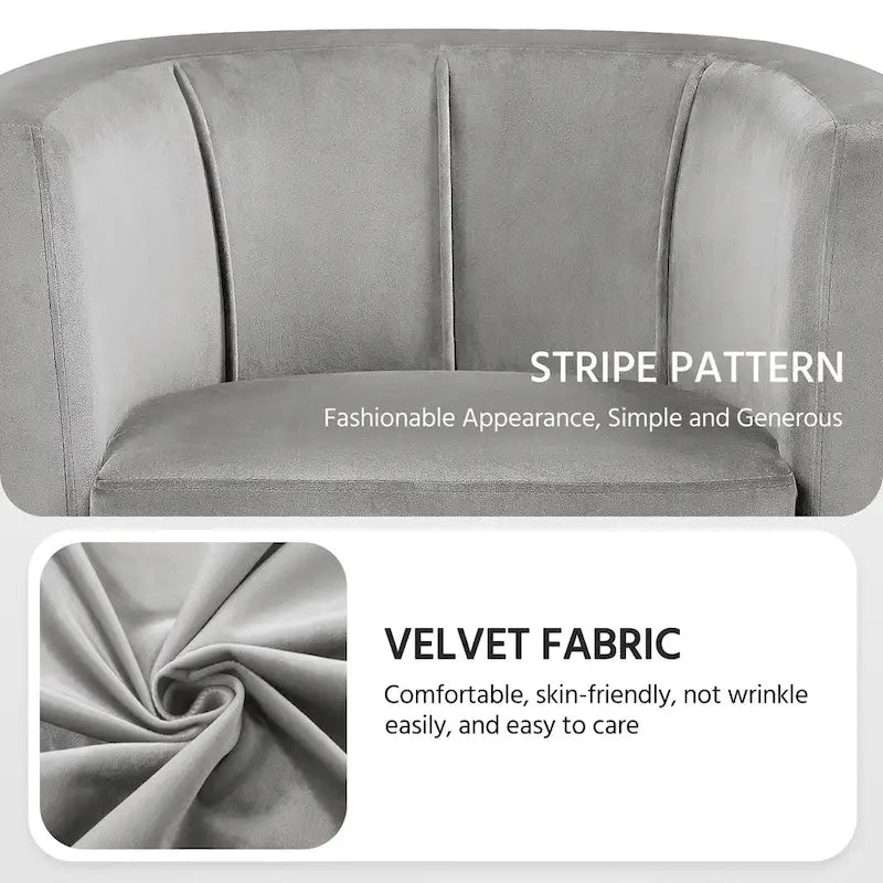 Yaheetech Fauteuil club moderne en velours en forme de tonneau