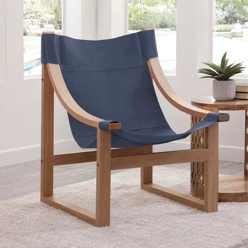 Steve Silver Logan Top Grain Leather and Solid Wood Sling Accent Chair
