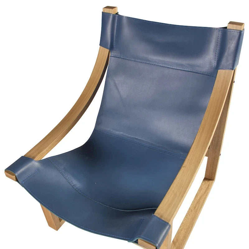Steve Silver Logan Top Grain Leather and Solid Wood Sling Accent Chair