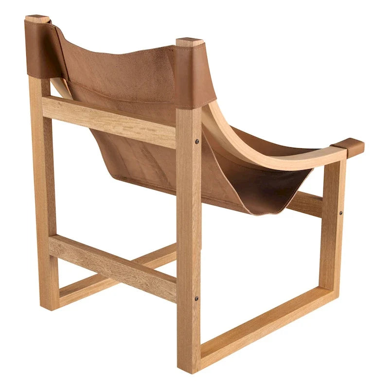 Steve Silver Logan Top Grain Leather and Solid Wood Sling Accent Chair