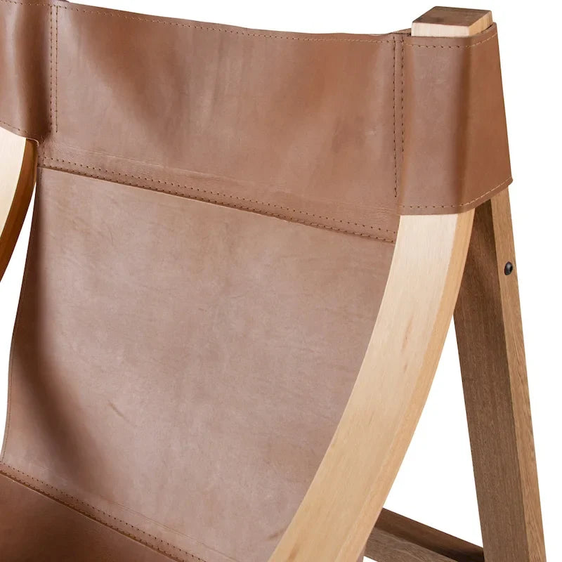 Steve Silver Logan Top Grain Leather and Solid Wood Sling Accent Chair
