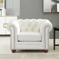 Fauteuil Chesterfield Hydeline Aliso en cuir pleine fleur avec mousse à mémoire de forme et ressorts