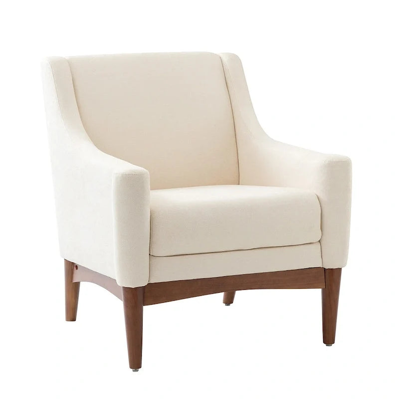 Francis Mid-century Modern Upholstered Armchair with Sloped Arms and Solid Wood Legs by HULALA HOME