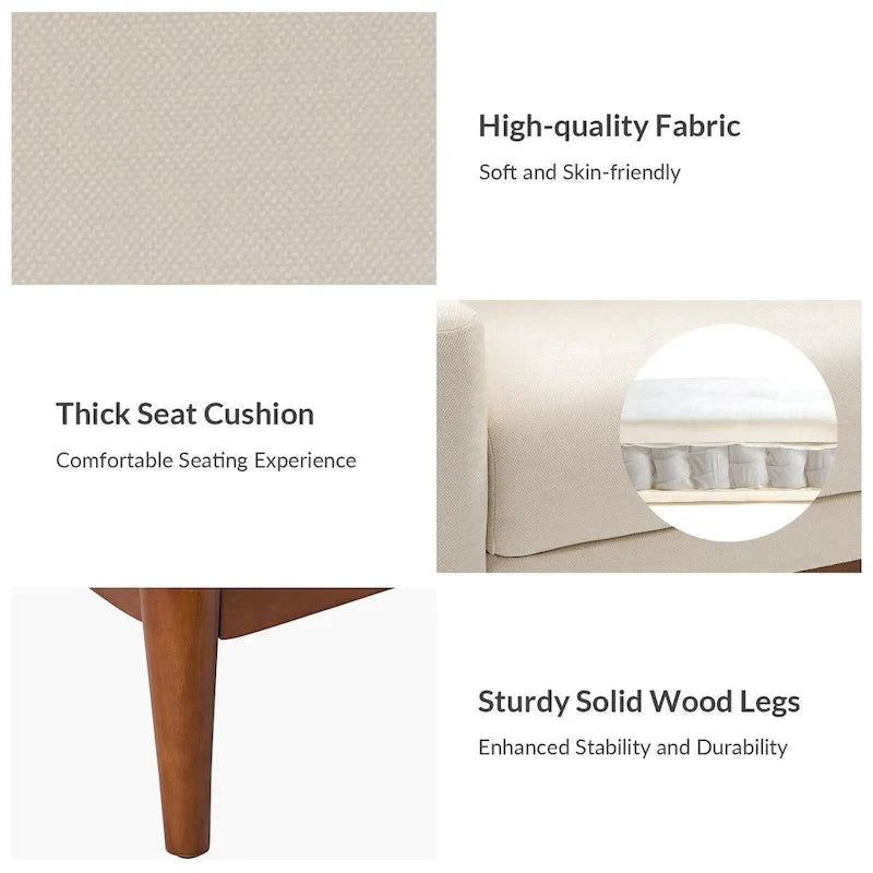 Francis Mid-century Modern Upholstered Armchair with Sloped Arms and Solid Wood Legs by HULALA HOME