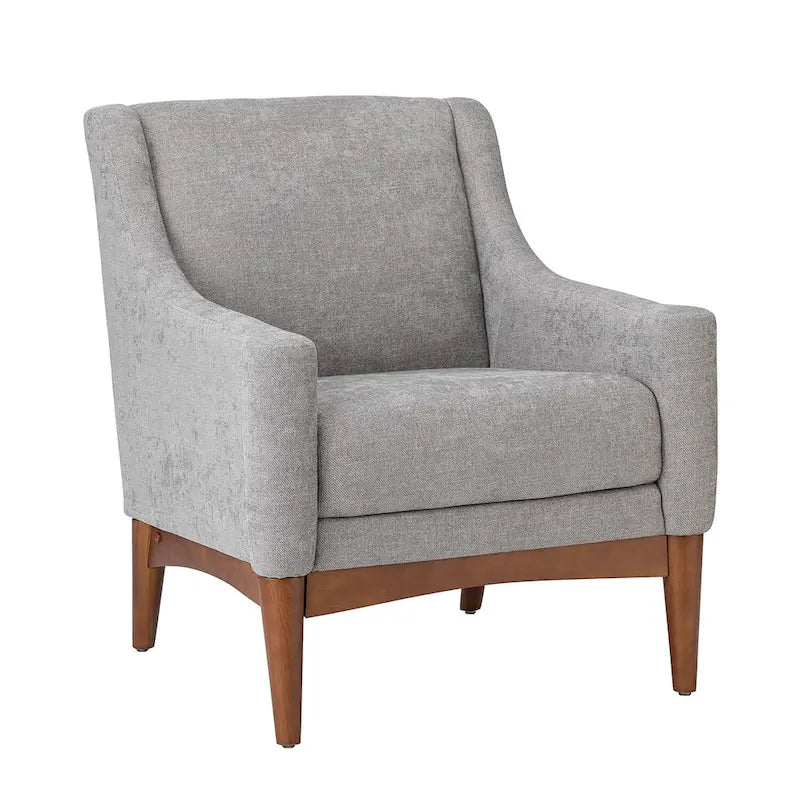 Francis Mid-century Modern Upholstered Armchair with Sloped Arms and Solid Wood Legs by HULALA HOME