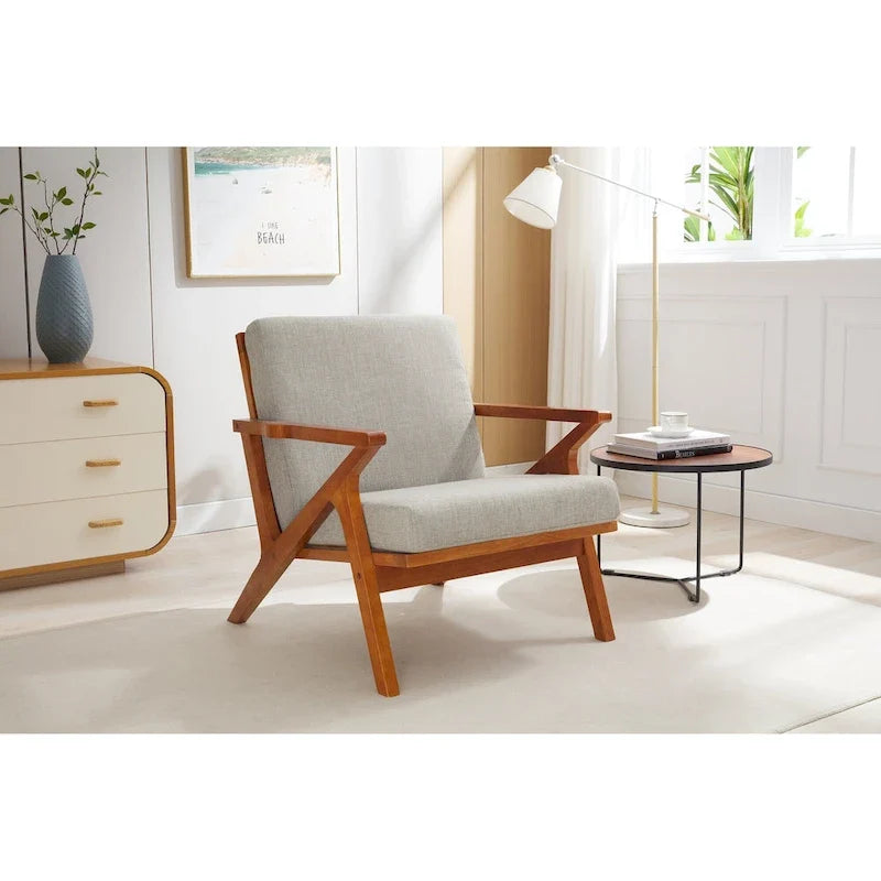 Porthos Home Clia Fabric Accent Chair with Rubberwood Frame, Removable Cushions