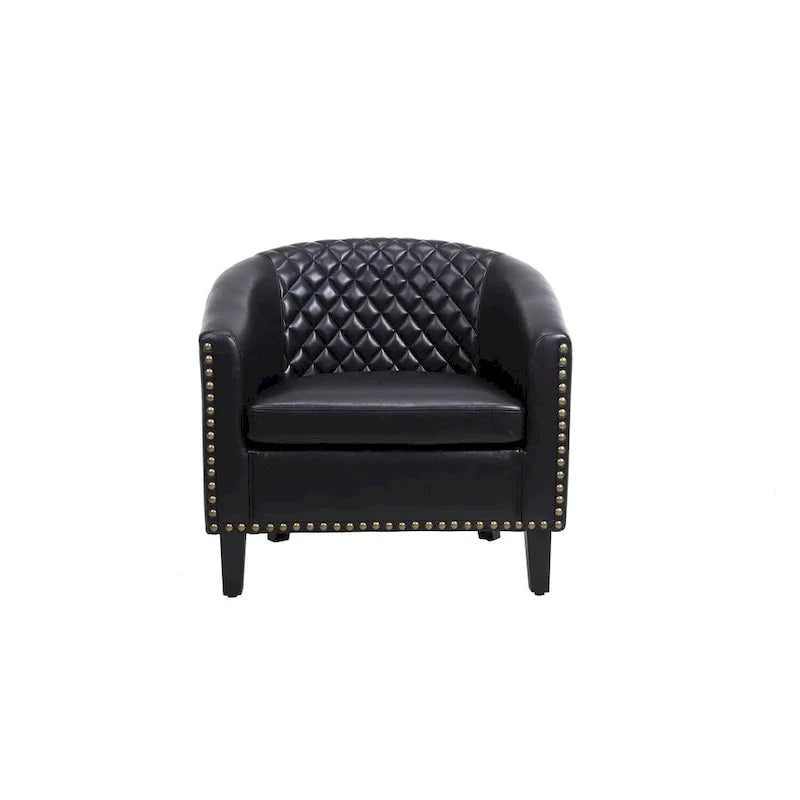 Fauteuil d'appoint avec clous décoratifs et pieds en bois massif pour salon