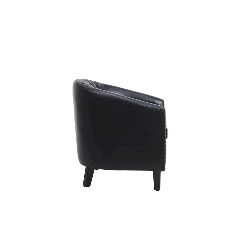Fauteuil d'appoint avec clous décoratifs et pieds en bois massif pour salon