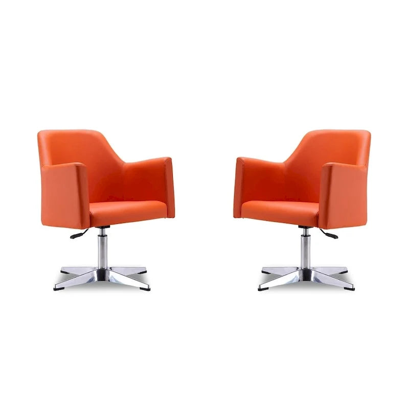 Manhattan Comfort Pelo Chrome Faux Leather Adjustable Height Swivel Accent Chair (Set of 2)